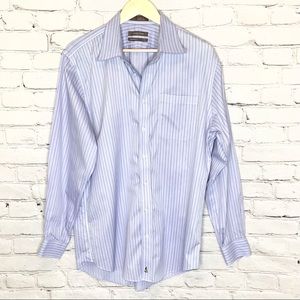 Nordstrom Custom Blue Dyed Striped Long Sleeve Button Up Shirt 16/35